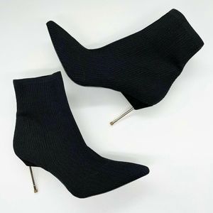Kurt Geiger Black stretch stiletto booties